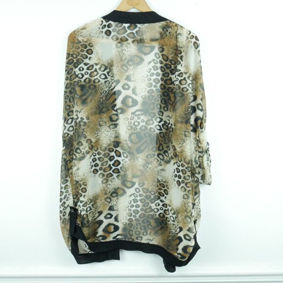 Exclusively Misook XL Twinset Cardigan Shell Animal Print Chiffon Cheetah Sheer - Picture 6 of 9